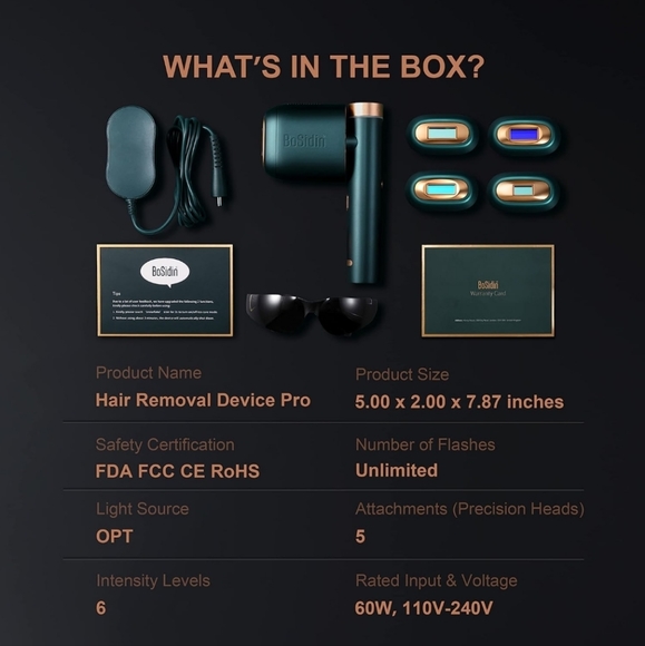 BoSidin at-Home Hair Removal Device Pro for Women & Men USED ONCE! - Picture 2 of 7